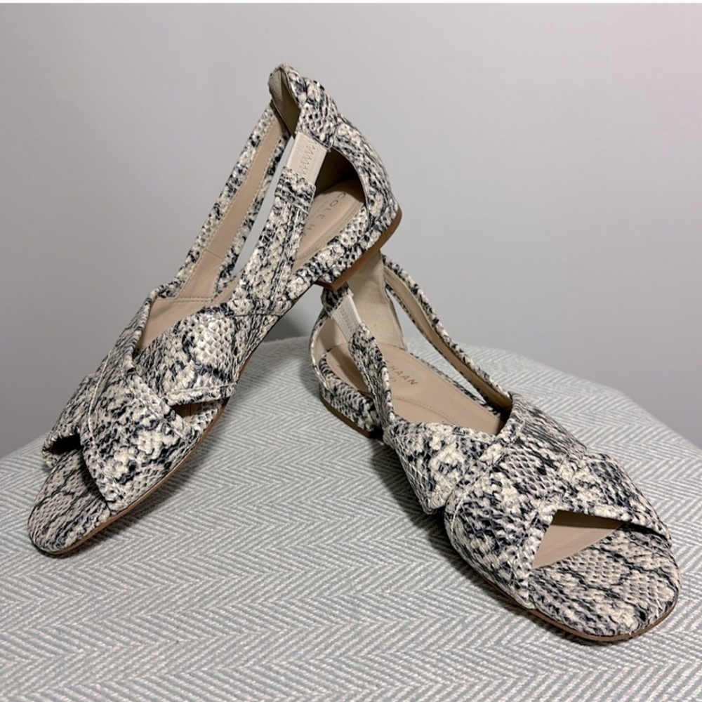 Cole Haan Black and White Snakeskin Sandals